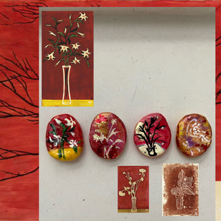 艺术边角料 常玉红系列 手工粘土创意耳环