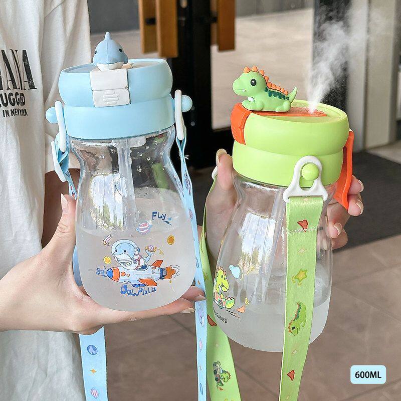 夏日新款塑料水杯卡通儿童吸管杯可爱幼儿园女学生专用水壶双饮杯
