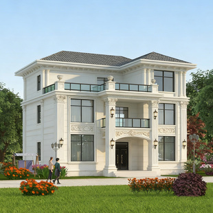 农村自建房二层半别墅设计施工图纸三层效果图现代新中式户型全套