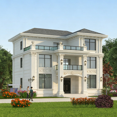 农村自建房二层半别墅设计施工图纸三层效果图现代新中式户型全套