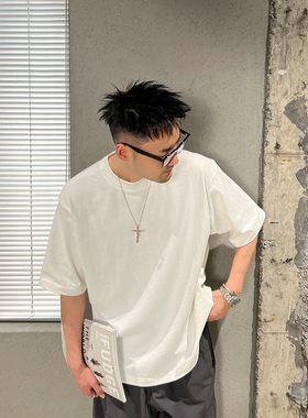 Mr.ye重磅280g短袖t恤男纯色基础百搭水洗纯棉半袖潮流白色打底衫