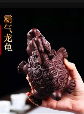 紫砂金蟾茶宠摆件招财可养三足金蟾蜍纯手工手把件功夫茶茶玩龙龟