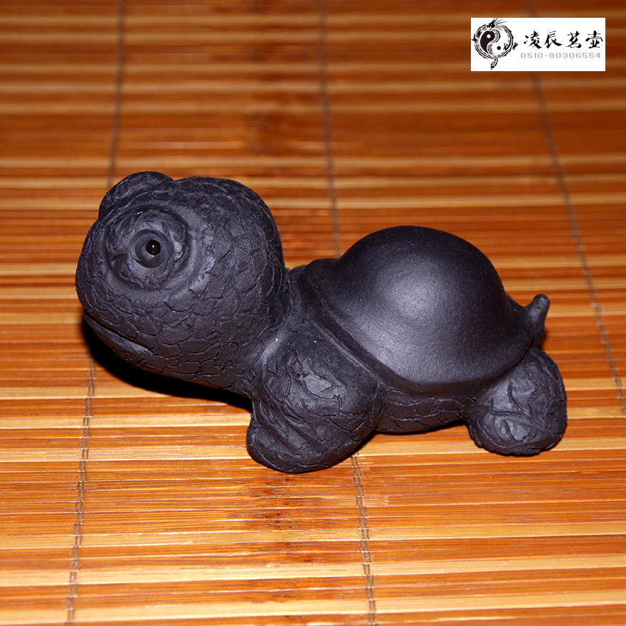 包邮宜兴紫砂全手工茶宠招财萌宠小乌龟盖托茶具摆件茶玩雕塑小龟