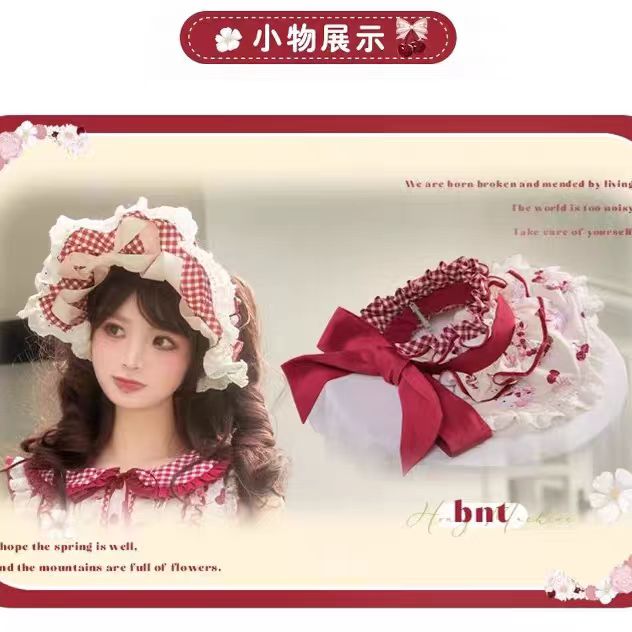 樱桃桃熟了原创草莓bnt洛丽塔头饰lolita发饰红色波奈bnt帽