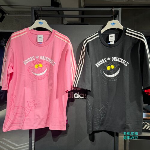 Adidas阿迪达斯三叶草男女迪士尼柴郡猫联名短袖T恤KX5312 KY6270