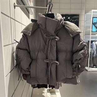 Adidas阿迪达斯三叶草 蝴蝶结连帽保暖短款羽绒服 KC2609 KC2610