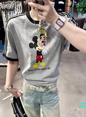 Adidas三叶草26年夏季男女款迪士尼联名运动短袖T恤KT7775 KT7774