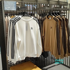 Adidas三叶草男女经典条纹圆领运动宽松卫衣JN9786 KD1834 KD1833