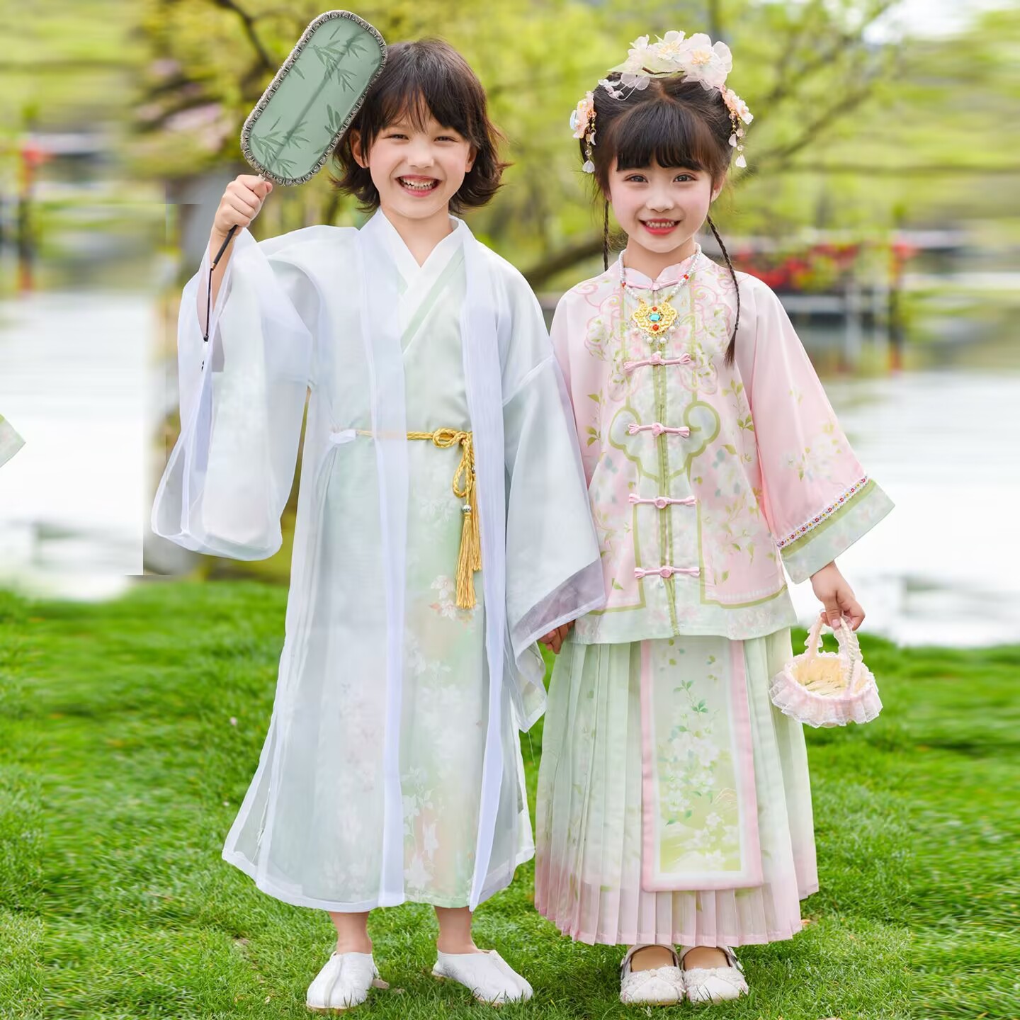 汉服女童连衣裙夏季2024新儿童古装唐装中国风公主裙古装纱裙襦裙