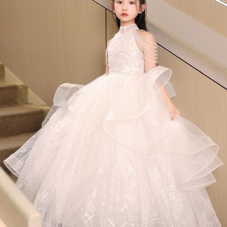 儿童晚礼服公主裙女童生日主持人花童婚礼小女孩钢琴演奏演出服春