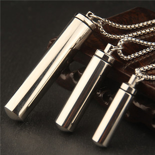 大容量不锈钢空心可打开柱形楞严咒挂件项链吊坠护身符男女款饰品