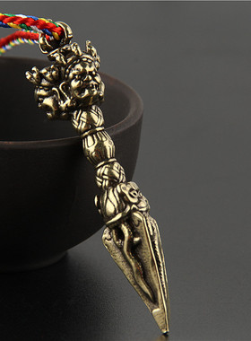 黄铜三股普巴金刚撅降魔杵吊坠男