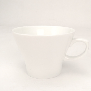 纯白强化瓷陶瓷咖啡杯纯色简约茶杯带碟子各式大小号杯碟奶盅中式