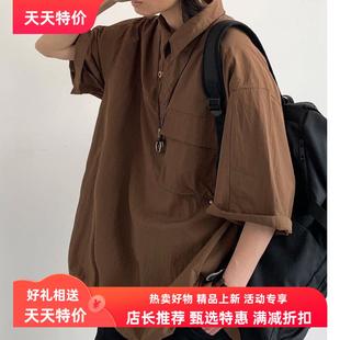 夏季 衬衫 男装 潮流痞帅宽松衬衣 薄款 Polo衫 工装 日系原宿风短袖