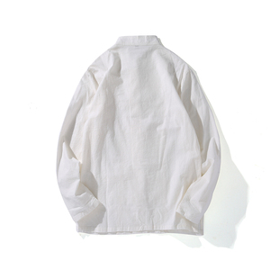 0669^中式棉衬衫男长袖复古风盘扣风青年中山唐装衬衣禅服图片