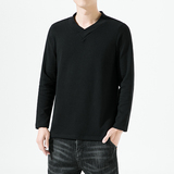 2166^男款长袖T打底外穿复古风T恤磨棉混纺毛高弹纯色打底衫，男装T恤，钱塘777(原3023)