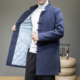20258^中长款加厚风复古外套中长款潮男装棉衣盘扣外套棉服，男装棉衣，钱塘777(原3023)