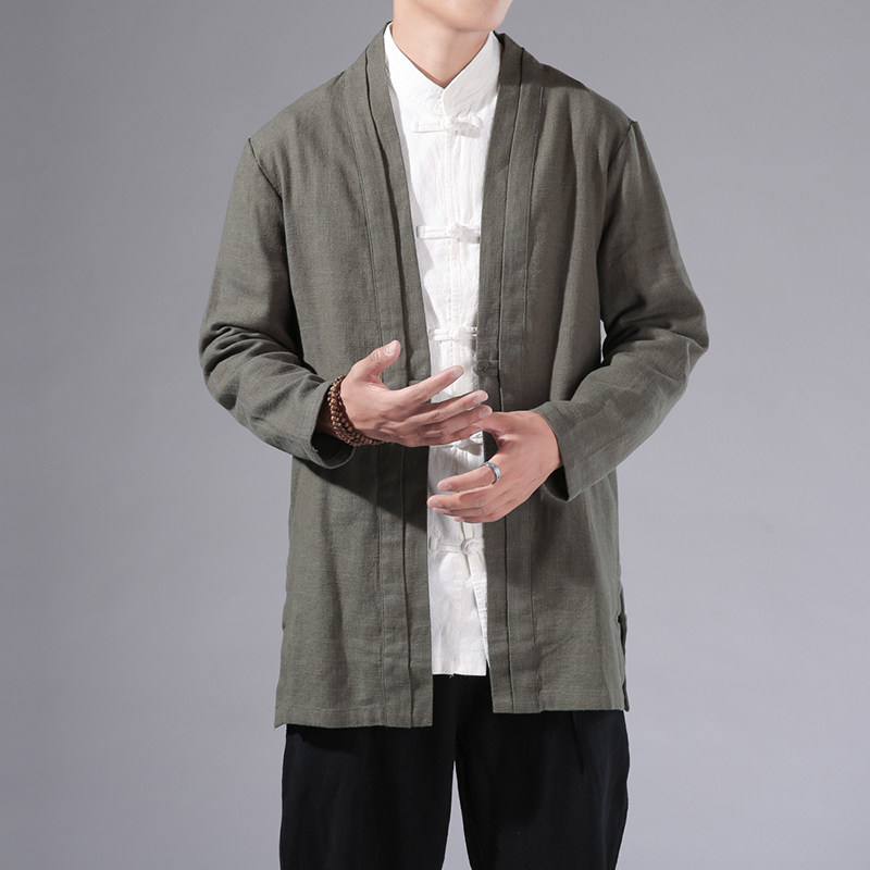 9059^民风服饰改良中式上衣秋季风男休闲短款风衣青年外套,男装风衣,钱塘777(原3023)