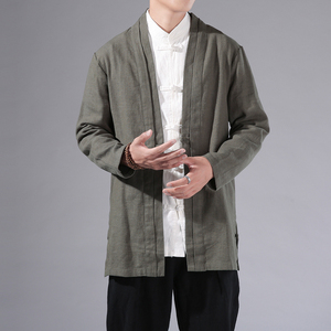 9059^民风服饰改良中式上衣秋季风男休闲短款风衣青年外套图片