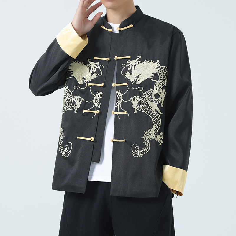 JK2319^新中式龙年新款龙刺绣夹克新中式盘扣唐装大货,男装夹克,钱塘777(原3023)