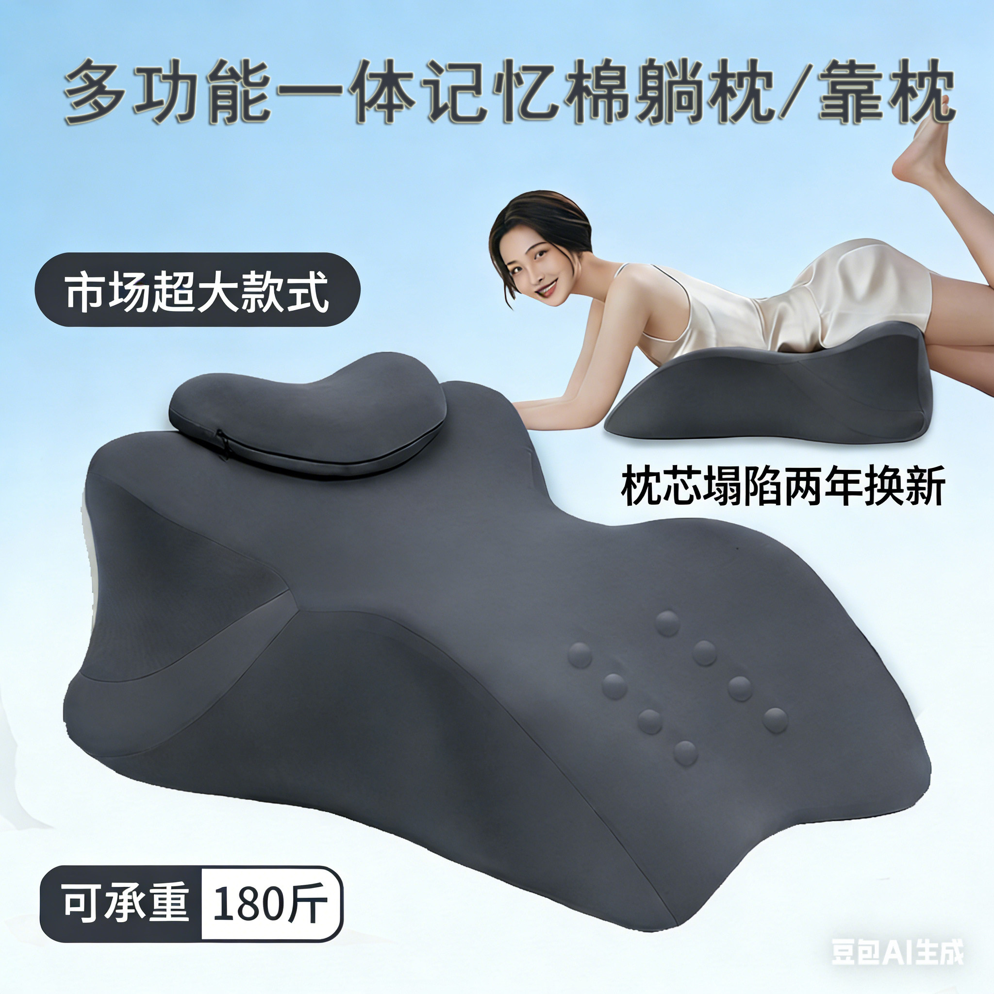 多功能床上三角躺枕记忆棉加宽靠枕床上趴睡枕同房枕反流孕妇护腰