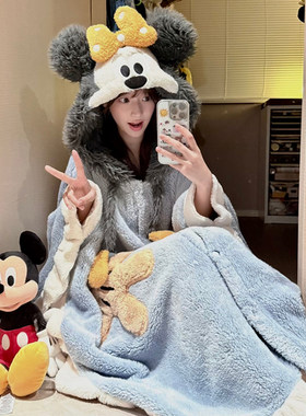 睡袍女秋冬珊瑚绒长款斗篷睡衣