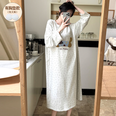 睡裙女春秋季2025新款纯棉待产裙