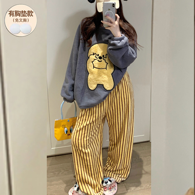 睡衣女款冬季保暖加厚珊瑚绒卡通