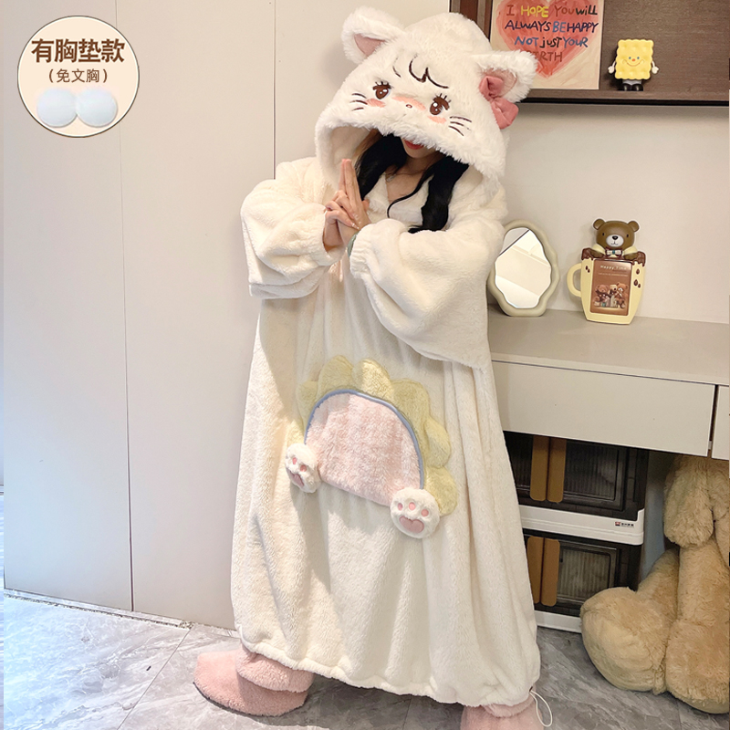 睡袍冬加厚女款睡裙加厚2025新款