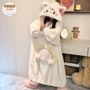 长款到脚踝浴袍睡袍冬加厚女款睡裙加厚2025年新款搞怪睡袍男情侣