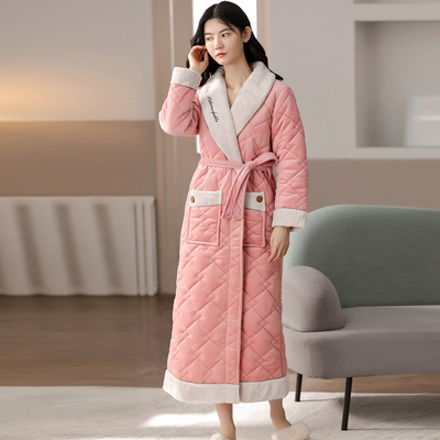 珊瑚绒三层加厚夹棉袄加绒可外穿