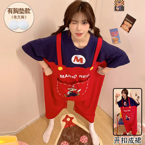 连体睡衣女夏季睡裙2025新款纯棉