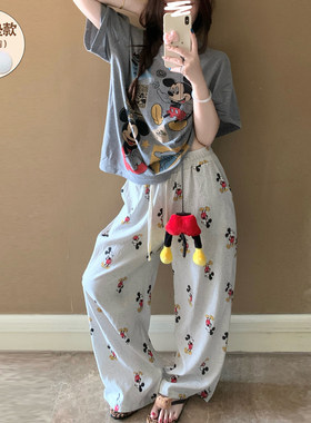 睡衣女款夏带胸垫纯棉短袖可外穿