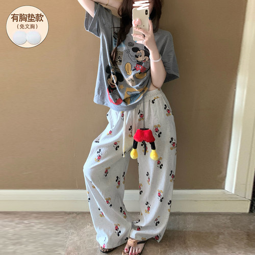 睡衣女款夏带胸垫纯棉2026年新款