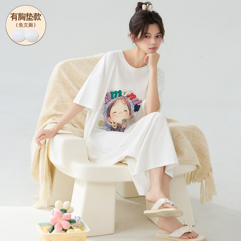 7A抗菌纯棉带胸垫睡裙女夏2025新款短袖200斤卡通长款居家服孕妇,女士内衣/男士内衣/家居服,睡裙,淘宝优惠券,粉丝福利购,淘宝优惠卷