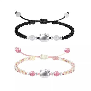 可爱卡通Kitty编织手链新款 小众猫彩绳闺蜜手绳情侣猫咪学生可爱