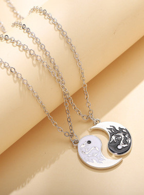 情侣吊坠项链爆款拼接潮酷时尚