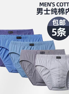 男士内裤纯棉三角裤头青中年男生棉质透气全棉底裤衩宽松短裤底裤