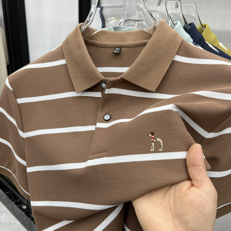 奥特莱斯【1折】撤柜 正品短袖T恤男 2025夏季新款翻领条纹polo衫