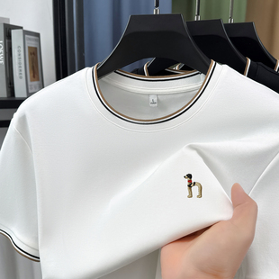 T恤男 圆领短袖 时尚 白色落肩袖 棉体恤衫 宽松大码 奥特莱斯撤柜