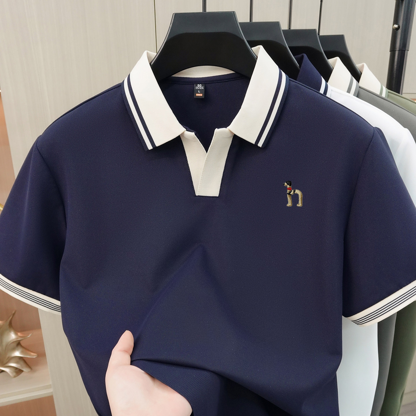 【奥特莱斯撤柜】纯棉短袖T恤男夏季翻领 青年宽松休闲百搭体恤衫