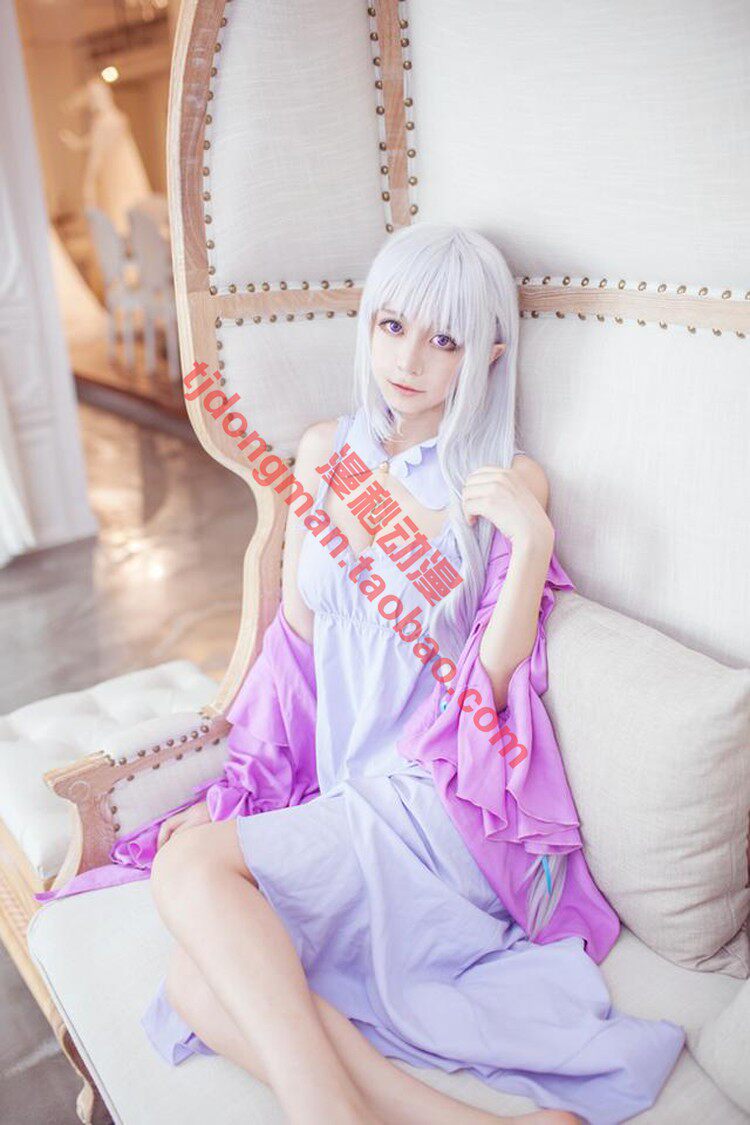 从零开始的异世界生活 艾米莉亚 爱蜜莉雅 紫睡衣cos服装假发定制