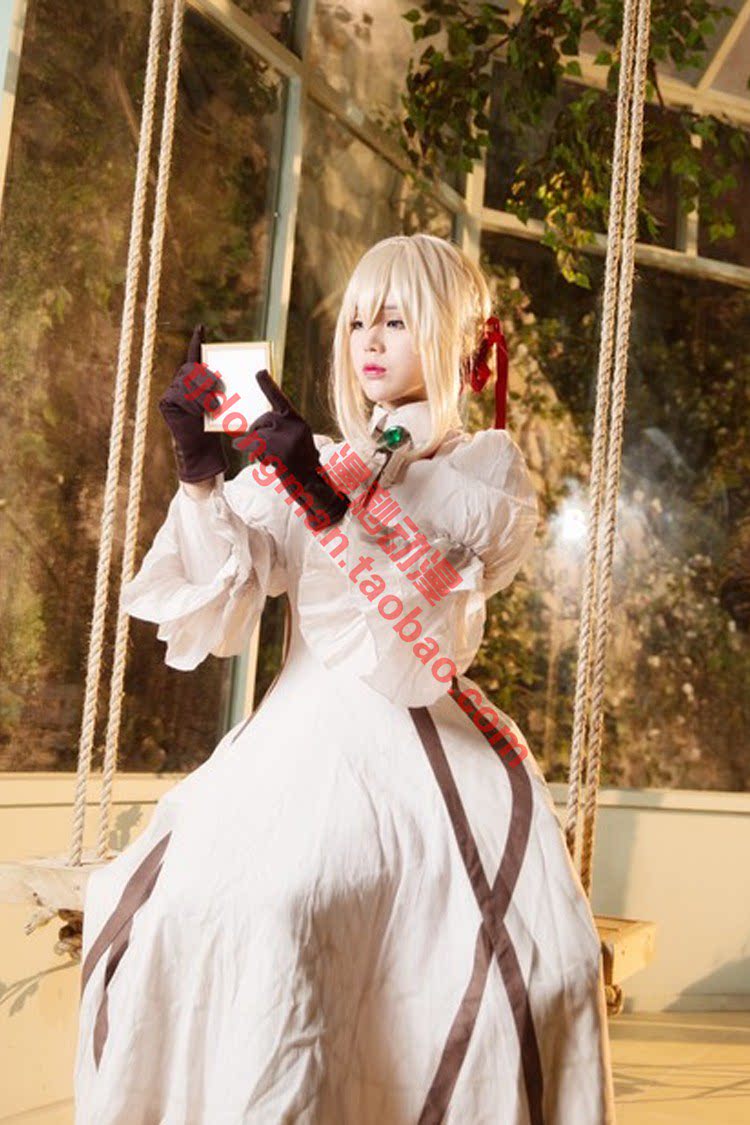紫罗兰永恒花园 薇尔莉特 白连衣裙 cosplay定做动漫服装假发定制