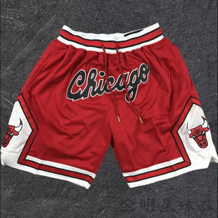 公牛队球裤美式篮球裤五分裤密秀短裤男复古刺绣速干透气球裤短裤