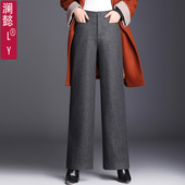 女裤 羊绒阔脚裤 羊毛呢阔腿裤 秋冬厚款 高腰直筒裤 显瘦显高韩版 长裤