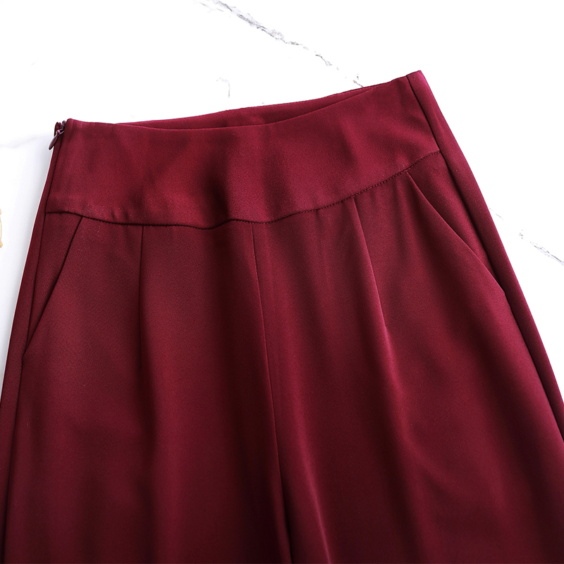 秋冬厚显腿长阔腿裤隐形侧拉链显瘦阔脚裤南韩丝高腰直筒西裤女裤