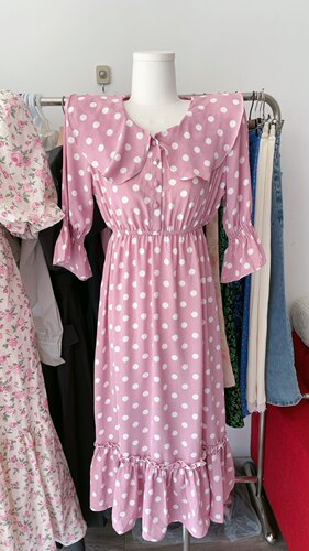 清仓2026夏新款法式优雅甜美小清新波点娃娃领连衣裙可爱减龄长裙