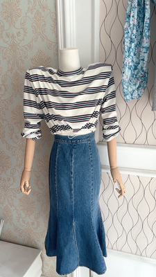 2026春新款韩国东大门高腰开叉牛仔鱼尾裙百搭大女主半身裙气质