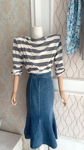 2026春新款韩国东大门高腰开叉牛仔鱼尾裙百搭大女主半身裙气质