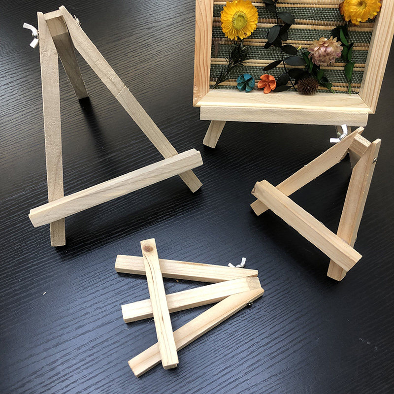 幼儿园迷你小画架画板架材料作品支撑架儿童画板支架式原木三脚架